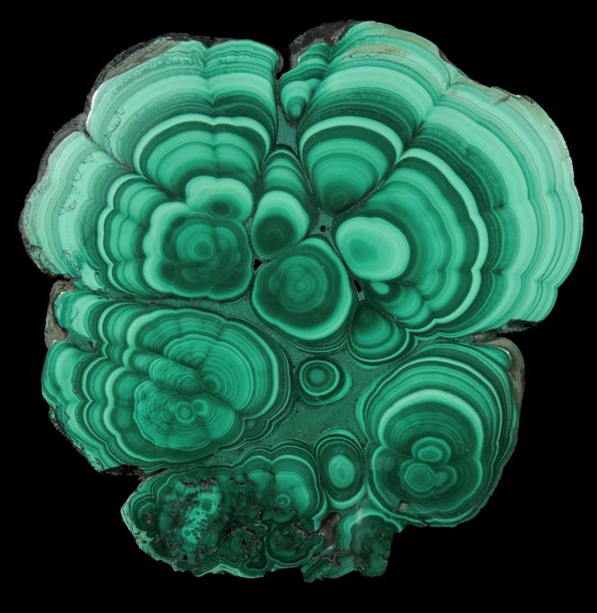 Malachite from Kolwezi Mining District, 240 km WNW of  Lubumbashi, Katanga Copperbelt, Lualaba Province, Democratic Republic of the Congo