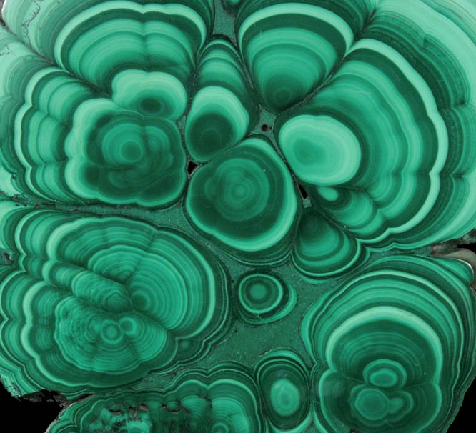 Malachite from Kolwezi Mining District, 240 km WNW of  Lubumbashi, Katanga Copperbelt, Lualaba Province, Democratic Republic of the Congo