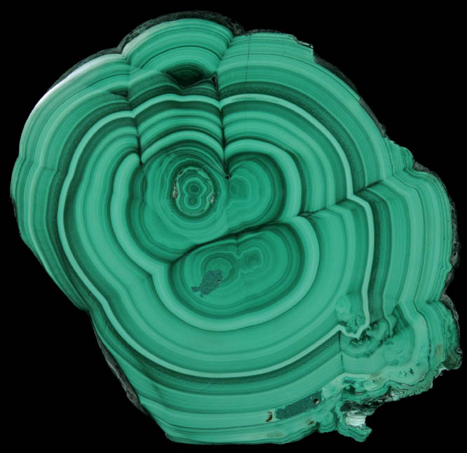 Malachite from Kolwezi Mining District, 240 km WNW of Lubumbashi, Katanga Copperbelt, Lualaba Province, Democratic Republic of the Congo