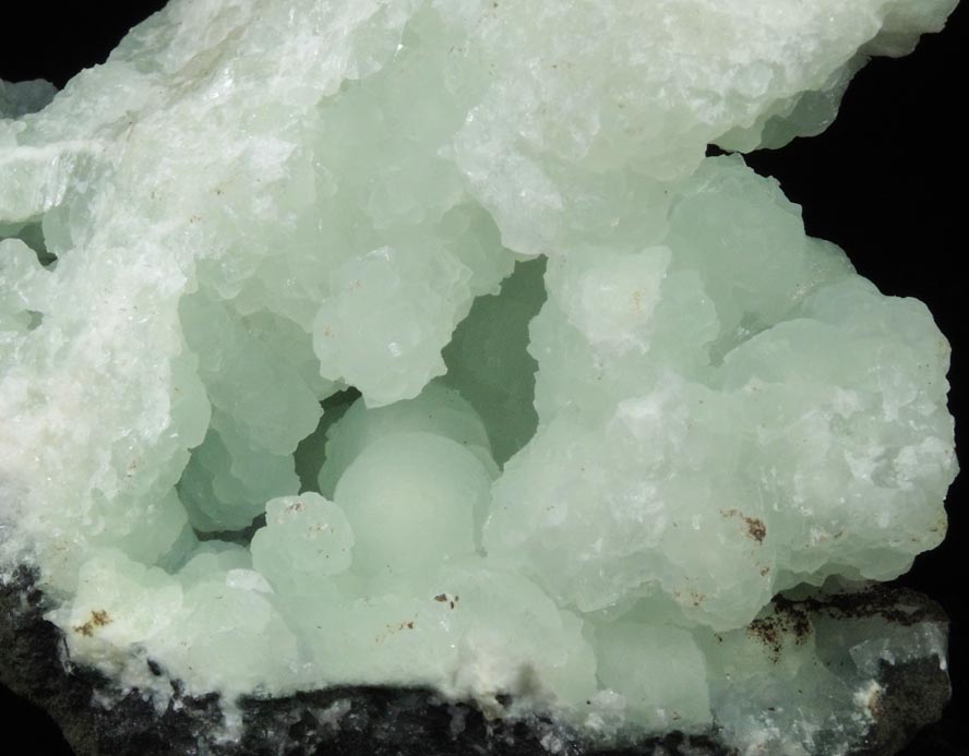 Prehnite (green and rare yellow color) from O and G Industries Southbury Quarry, Southbury, New Haven County, Connecticut