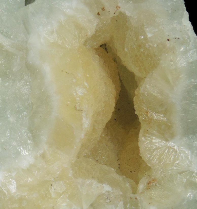 Prehnite (green and rare yellow color) from O and G Industries Southbury Quarry, Southbury, New Haven County, Connecticut