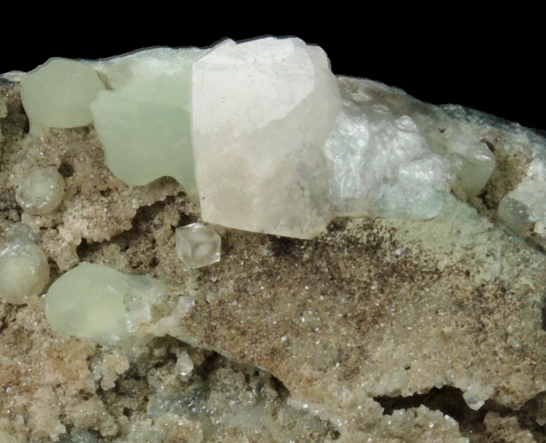Prehnite and Apophyllite on Calcite from O and G Industries Southbury Quarry, Southbury, New Haven County, Connecticut