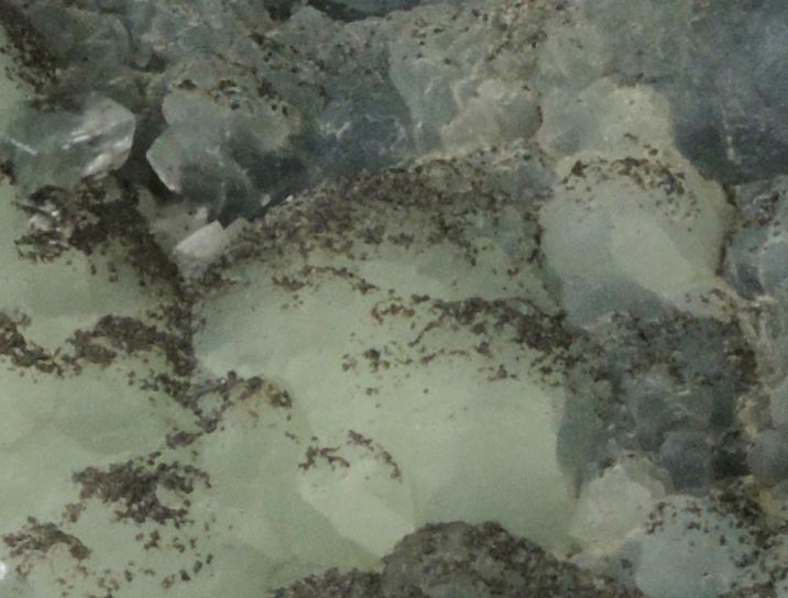 Prehnite with Calcite and Chlorite from O and G Industries Southbury Quarry, Southbury, New Haven County, Connecticut