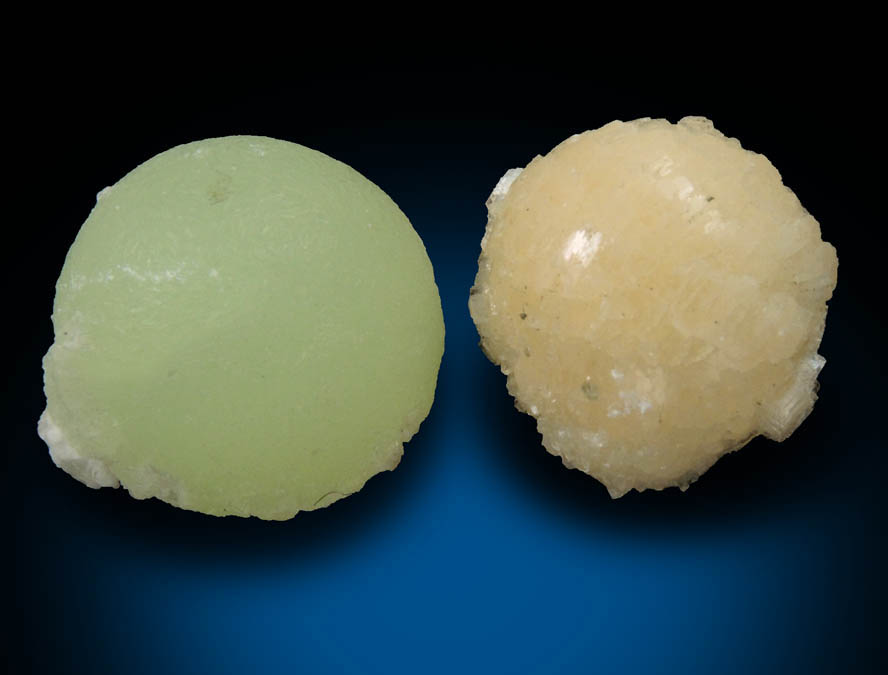Prehnite and Stilbite (two matched hemispherical specimens) from Braen's Quarry, Haledon, Passaic County, New Jersey
