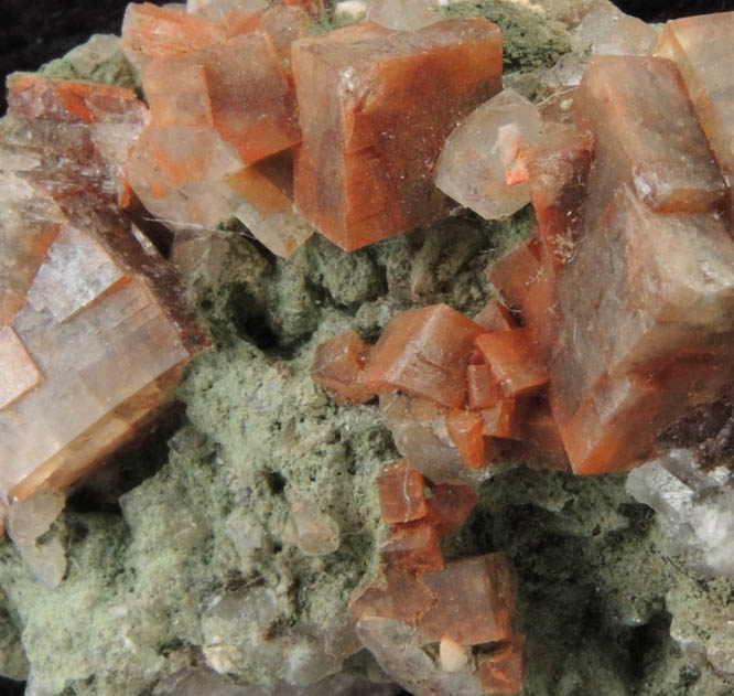 Chabazite, Heulandite, Calcite, Celadonite from Prospect Park Quarry, Prospect Park, Passaic County, New Jersey