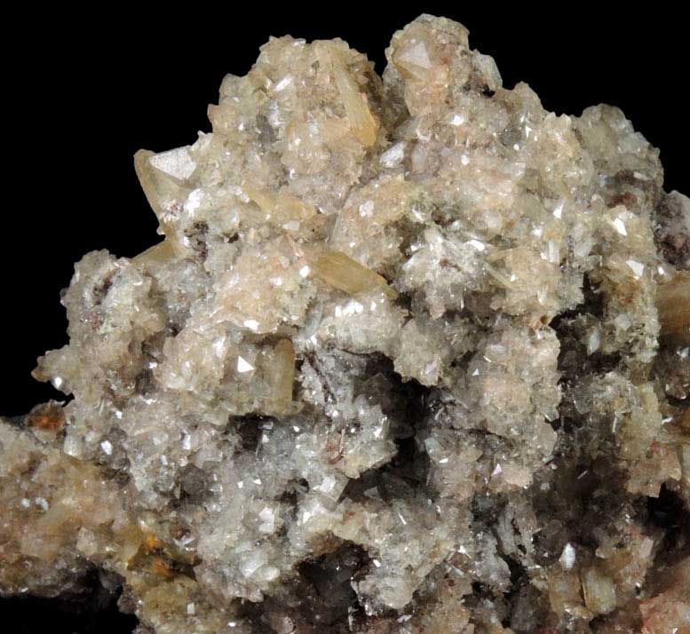 Stilbite and Heulandite over Quartz pseudomorphs after Anhydrite from Prospect Park Quarry, Prospect Park, Passaic County, New Jersey