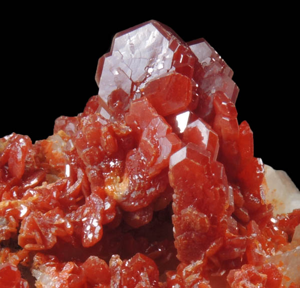 Vanadinite on Barite from Mibladen, Haute Moulouya Basin, Zeida-Aouli-Mibladen belt, Midelt Province, Morocco