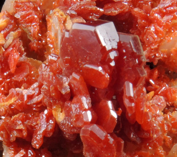 Vanadinite on Barite from Mibladen, Haute Moulouya Basin, Zeida-Aouli-Mibladen belt, Midelt Province, Morocco