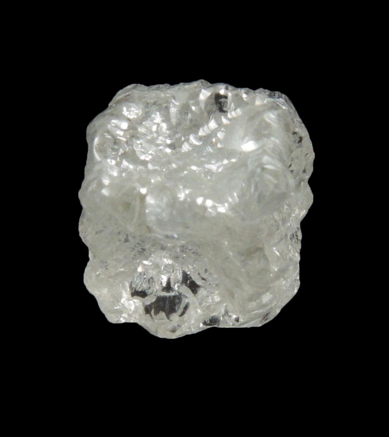 Diamond (1.86 carat colorless cavernous crystal) from Diavik Mine, East Island, Lac de Gras, Northwest Territories, Canada