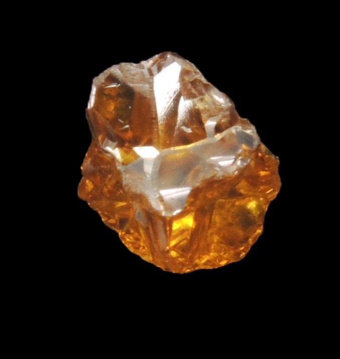 Diamond (0.51 carat fancy intense-yellow cavernous crystal) from Mbuji-Mayi (Miba), 300 km east of Tshikapa, Democratic Republic of the Congo