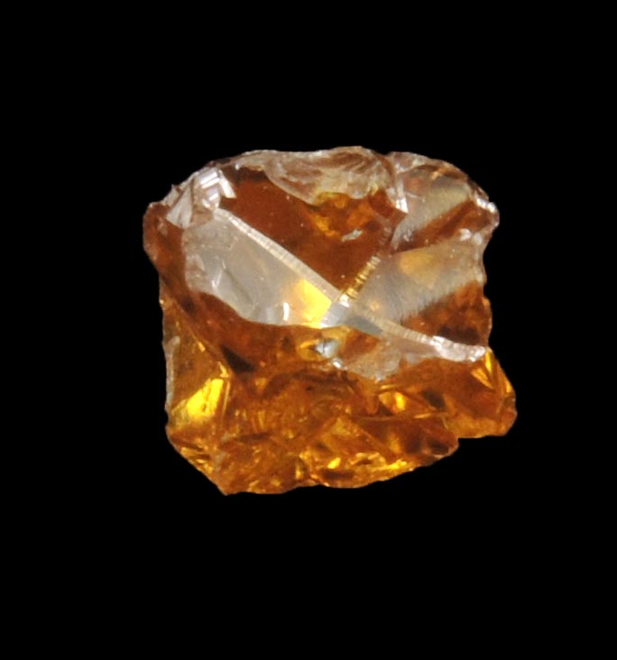 Diamond (0.51 carat fancy intense-yellow cavernous crystal) from Mbuji-Mayi (Miba), 300 km east of Tshikapa, Democratic Republic of the Congo