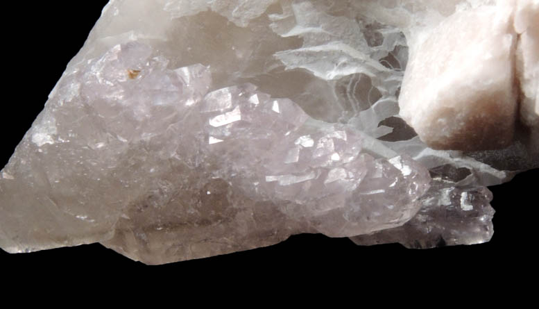 Quartz var. Rose Quartz Crystals from Mount Mica Quarry, Paris, Oxford County, Maine