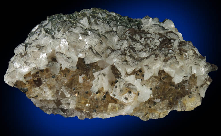 Pyrite and Dolomite over Fluorite from Villabona District, Asturias, Spain