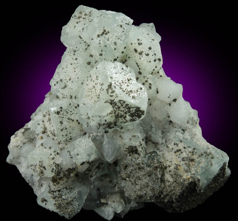 Fluorite with Pyrite and Calcite over Quartz from Mina Collada, Asturias, Spain