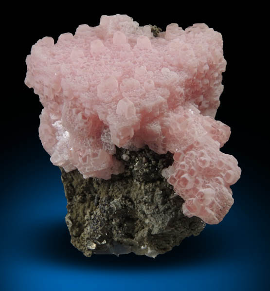 Rhodochrosite on Pyrite from Santa Eulalia District, Aquiles Serdán, Chihuahua, Mexico