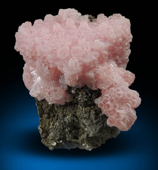 Rhodochrosite on Pyrite from Santa Eulalia District, Aquiles Serdn, Chihuahua, Mexico