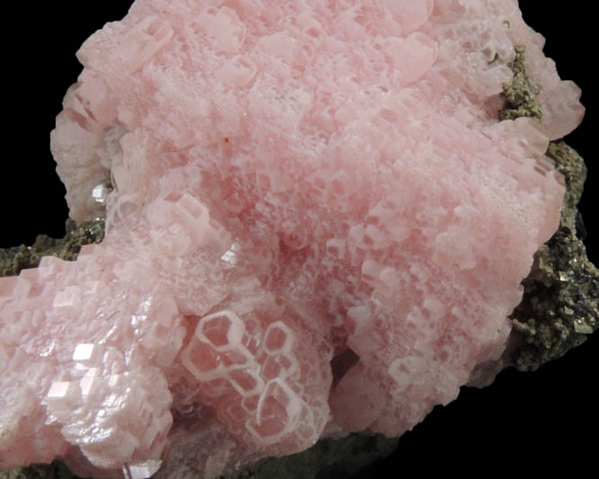 Rhodochrosite on Pyrite from Santa Eulalia District, Aquiles Serdán, Chihuahua, Mexico
