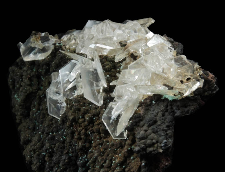 Calcite on Limonite with Rosasite from Mina Ojuela, Mapimi, Durango, Mexico