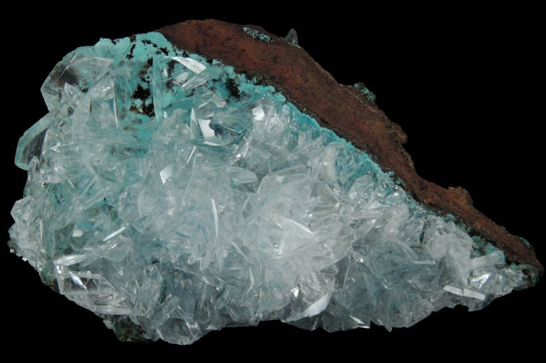 Calcite on Limonite with Rosasite from Mina Ojuela, Mapimi, Durango, Mexico