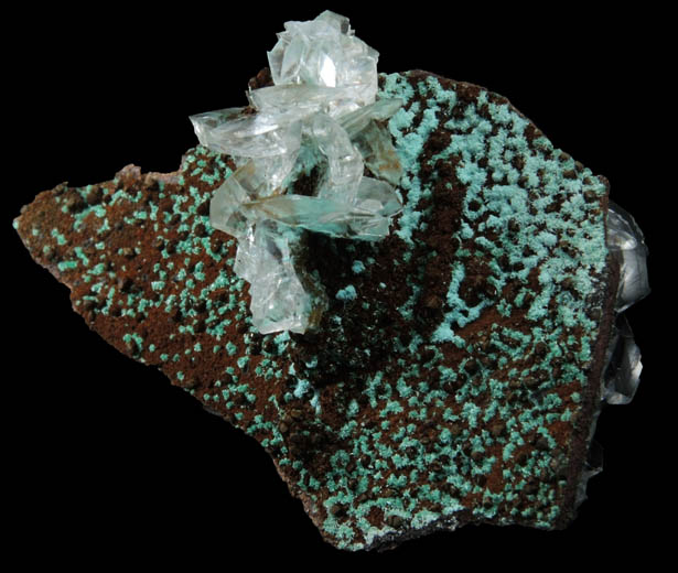 Calcite on Limonite with Rosasite from Mina Ojuela, Mapimi, Durango, Mexico