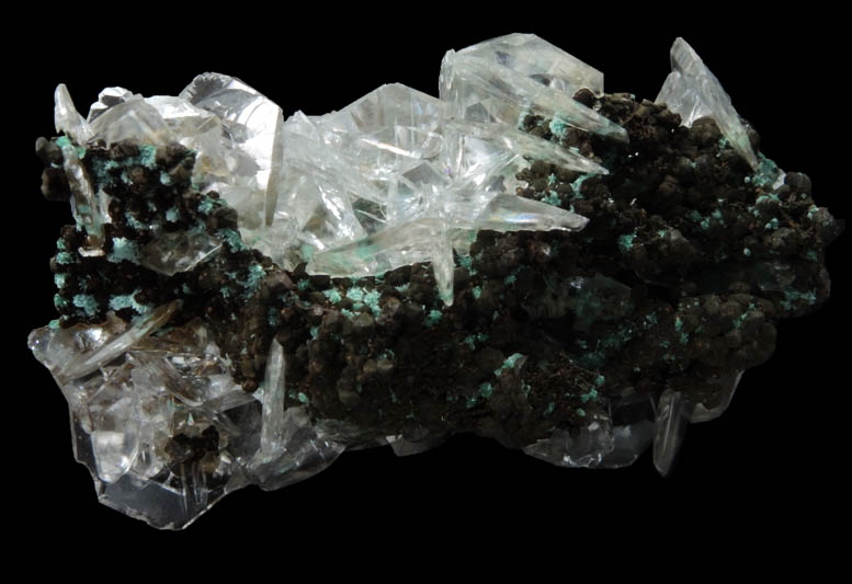 Calcite on Limonite with Rosasite from Mina Ojuela, Mapimi, Durango, Mexico