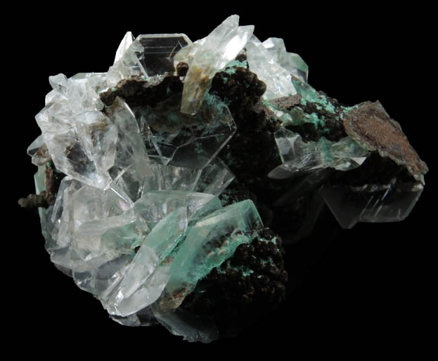 Calcite on Limonite with Rosasite from Mina Ojuela, Mapimi, Durango, Mexico