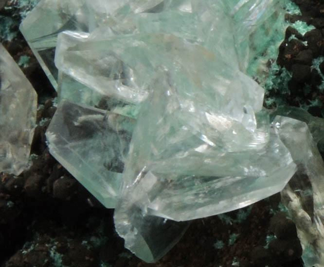 Calcite on Limonite with Rosasite from Mina Ojuela, Mapimi, Durango, Mexico