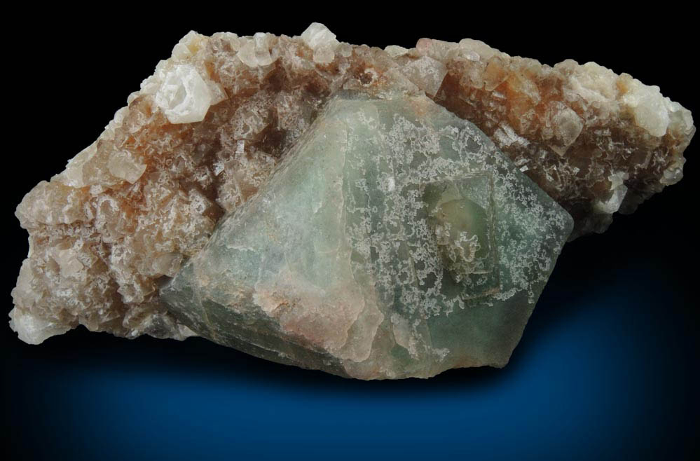 Fluorite on Quartz with Fluorite from Middle Mountain, Carroll County, New Hampshire