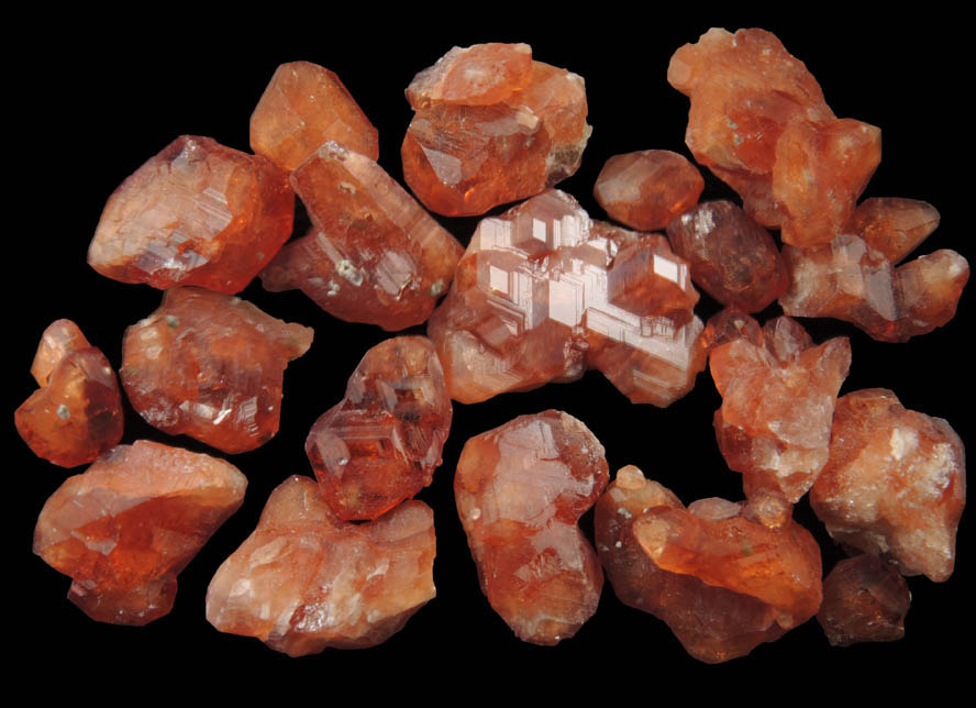 Grossular Garnet (19 complex crystals) from Belvidere Mountain Quarries, Lowell (commonly called Eden Mills), Orleans County, Vermont