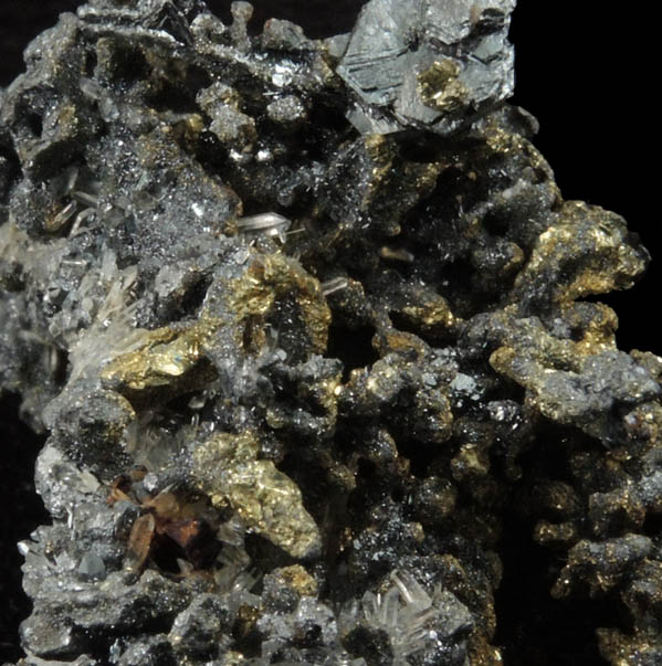 Polybasite, Chalcopyrite over Acanthite from Guanajuato, Mexico