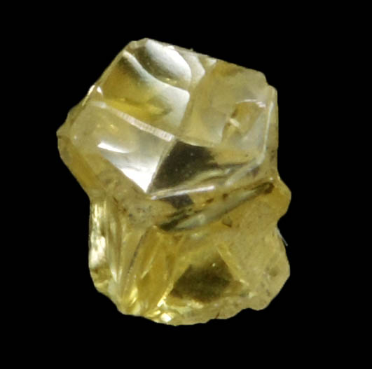 Diamond (0.40 carat fancy intense-yellow cavernous crystal) from Mbuji-Mayi (Miba), 300 km east of Tshikapa, Democratic Republic of the Congo