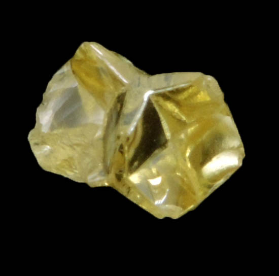 Diamond (0.40 carat fancy intense-yellow cavernous crystal) from Mbuji-Mayi (Miba), 300 km east of Tshikapa, Democratic Republic of the Congo