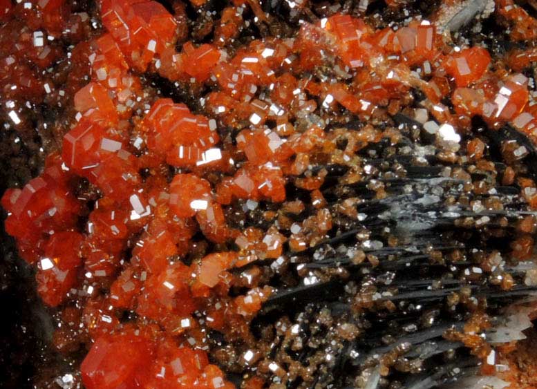 Vanadinite on Barite from Mibladen, Haute Moulouya Basin, Zeida-Aouli-Mibladen belt, Midelt Province, Morocco