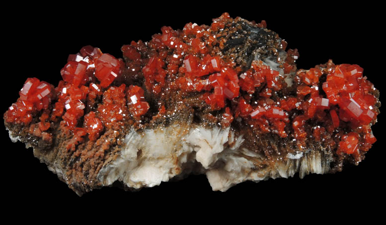 Vanadinite on Barite from Mibladen, Haute Moulouya Basin, Zeida-Aouli-Mibladen belt, Midelt Province, Morocco