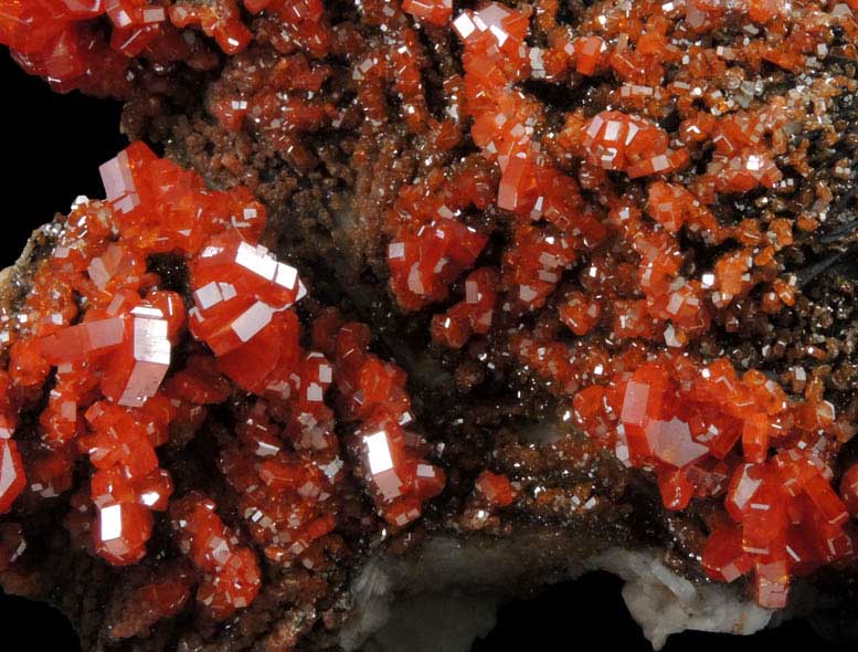 Vanadinite on Barite from Mibladen, Haute Moulouya Basin, Zeida-Aouli-Mibladen belt, Midelt Province, Morocco