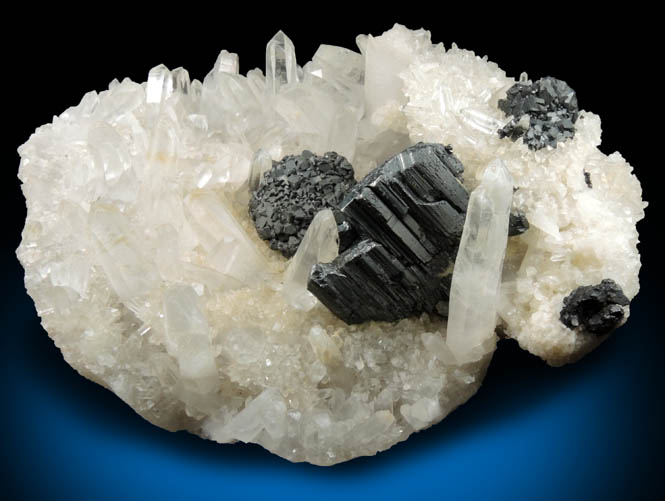 Bournonite and Stannite on Quartz from Yaogangxian Mine, Hunan, China