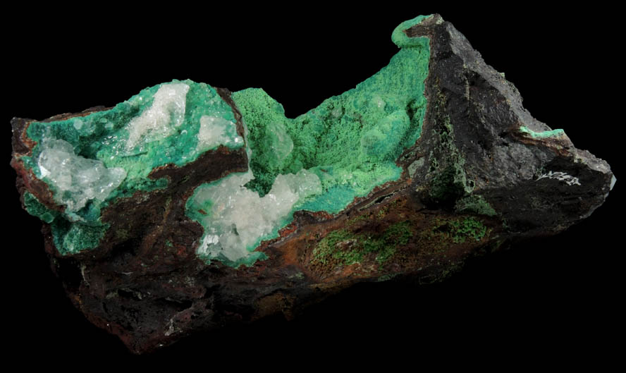Adamite var. Cuprian Adamite, Conichalcite and Calcite from Mina Ojuela, Mapimi, Durango, Mexico