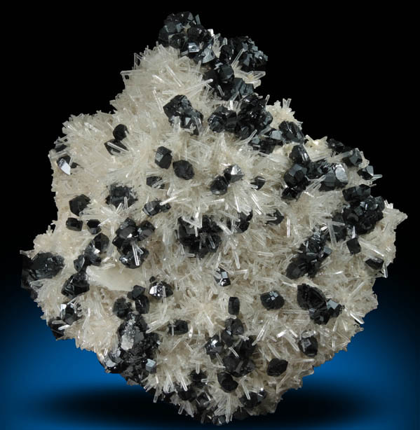 Ilvaite on Quartz with Calcite from Dalnegorsk, Primorskiy Kray, Russia