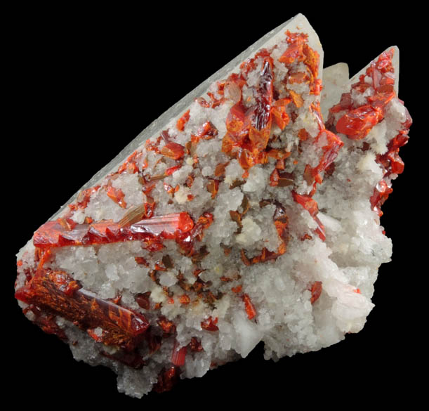 Realgar on Calcite from Shimen Mine, Hunan Province, China