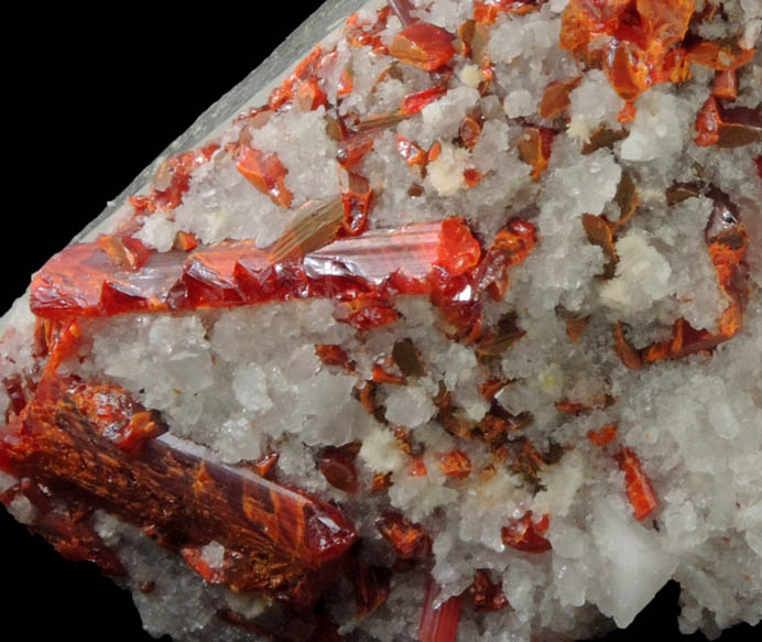 Realgar on Calcite from Shimen Mine, Hunan Province, China