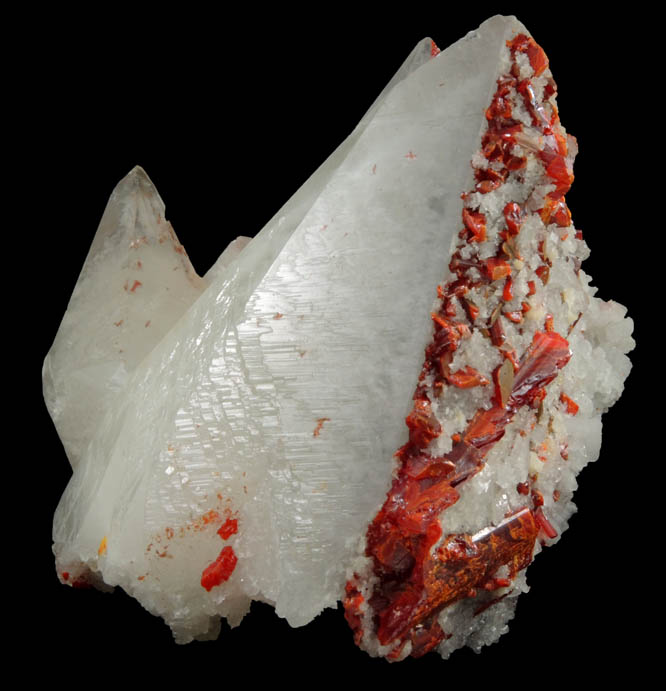 Realgar on Calcite from Shimen Mine, Hunan Province, China