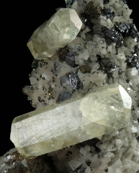 Calcite on Dolomite with Galena and Chalcopyrite from Sweetwater Mine, Viburnum Trend, Reynolds County, Missouri