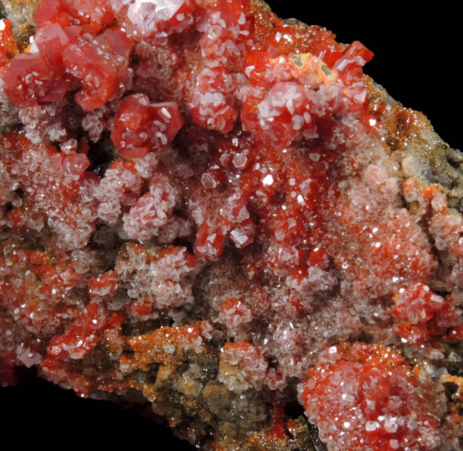 Vanadinite with Calcite from North Geronimo Mine, La Paz County, Arizona