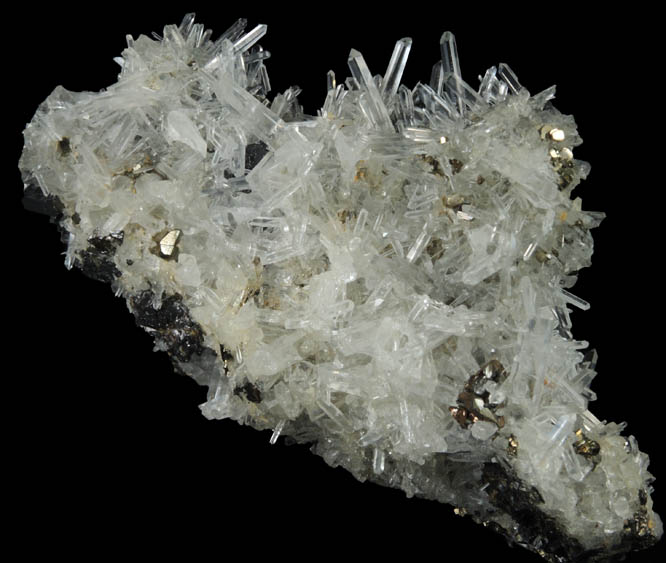 Sphalerite on Quartz with Pyrite from Huanzala Mine, Huallanca District, Huanuco Department, Peru