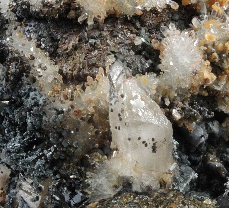 Acanthite on Quartz from Santa Eulalia District, Aquiles Serdn, Chihuahua, Mexico