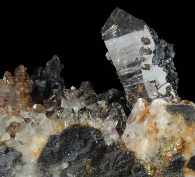 Acanthite on Quartz from Santa Eulalia District, Aquiles Serdn, Chihuahua, Mexico