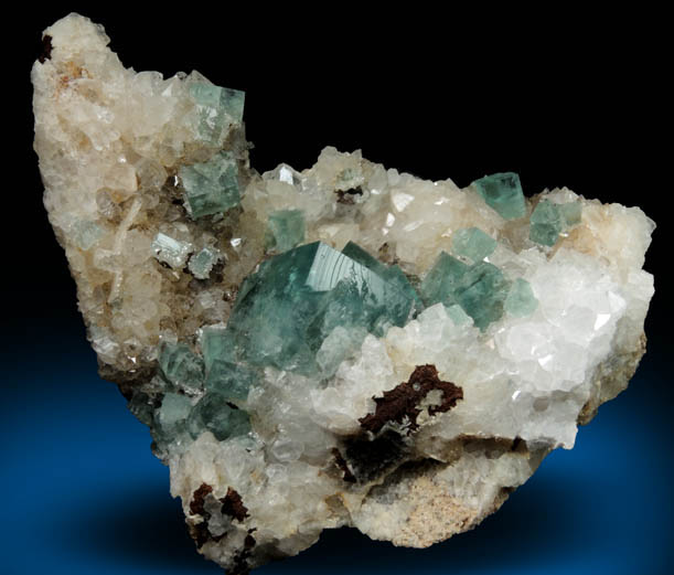 Fluorite on Quartz from Rogerley Mine, Frosterley, County Durham, England