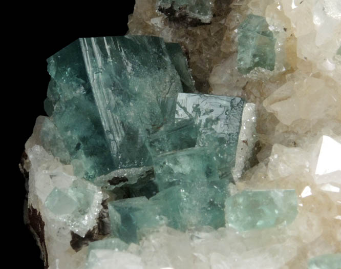 Fluorite on Quartz from Rogerley Mine, Frosterley, County Durham, England