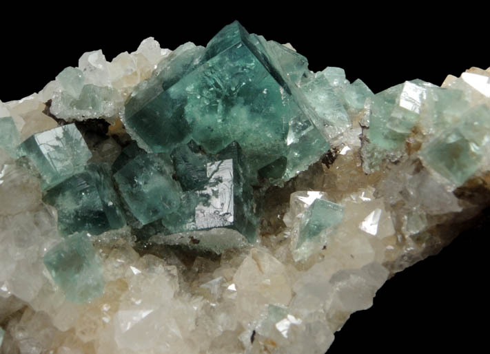 Fluorite on Quartz from Rogerley Mine, Frosterley, County Durham, England