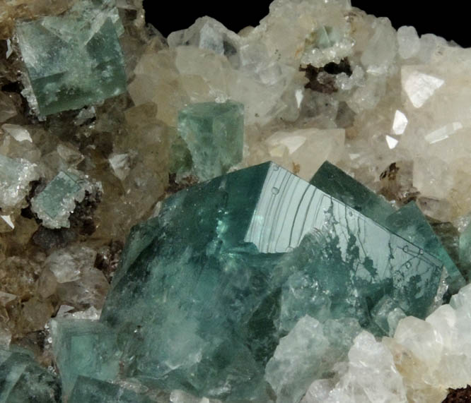 Fluorite on Quartz from Rogerley Mine, Frosterley, County Durham, England